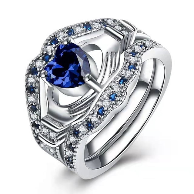 Kcodviy Blue Three Layer Holding Rings Size 9 The Heart Ring Engagement Open Rings for Women Rings for Women Men Rings for Women Set Exquisite Ring Size 5 Anime Ring To 12