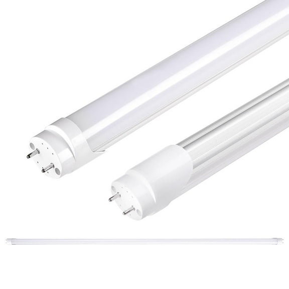 DELight T8 LED Light Tube 4FT Lights Bulb 18W 6000-6500K Daylight 4 Foot Dual-Ended Powered Fluorescent Replacement Lamp Ballast Bypass Garage Warehouse Shop Lights