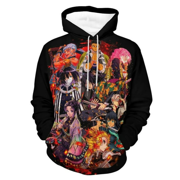 Demon Slayer Unisex Adult Hoodie Casual Hooded Sweatshirt Pullover Novelty 3D Printed Sweater Jacket S