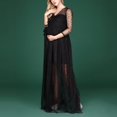 thumbnail image 1 of Maxi Vestido Largo Cuello V Manga Larga Cómodo Maternidad para Mujeres Embarazadas Punto negro Baoblaze Vestido maxi fotografía, 1 of 8