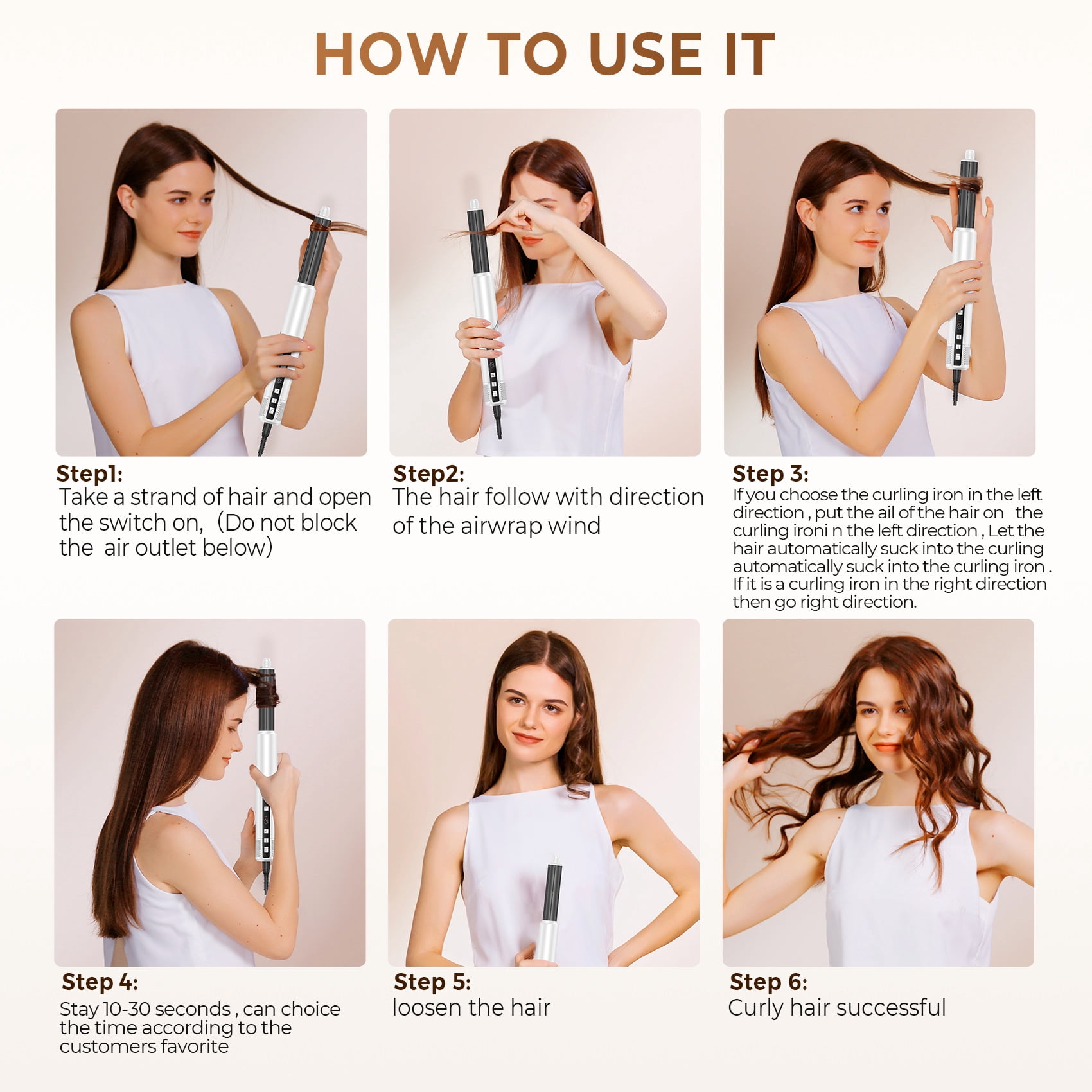 8-in-1 Foldable Hot Air Styler Kit, Professional Hair Dryer Brush System with Auto-Wrap Curlers & Diffuser for All Hair Types