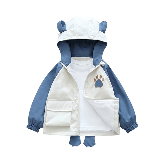 Zwiiyzr Manteau de Pluie Léger et Respirant pour Tout-Petits Garçons Filles, Imperméable à Capuche, Coupe-Vent 0-8 Ans Bleu