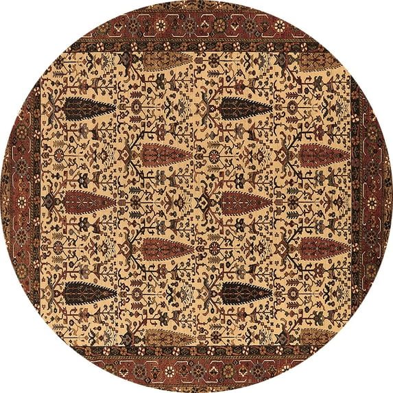 Ahgly Company Indoor Round Oriental Brown Industrial Area Rugs, 8' Round