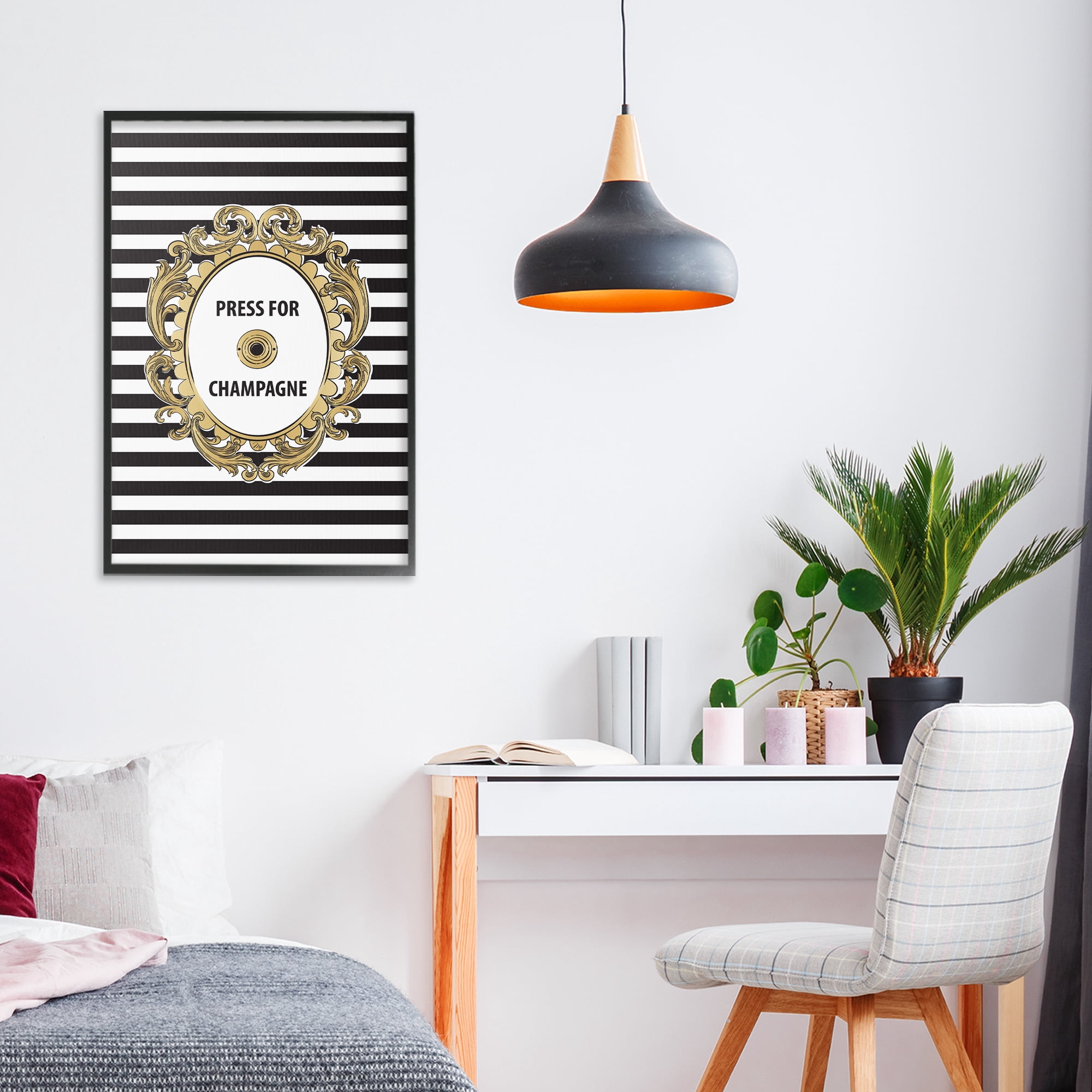 Stupell Industries Press For Champagne Celebration Black Framed Giclee Art, design by Martina Pavlova