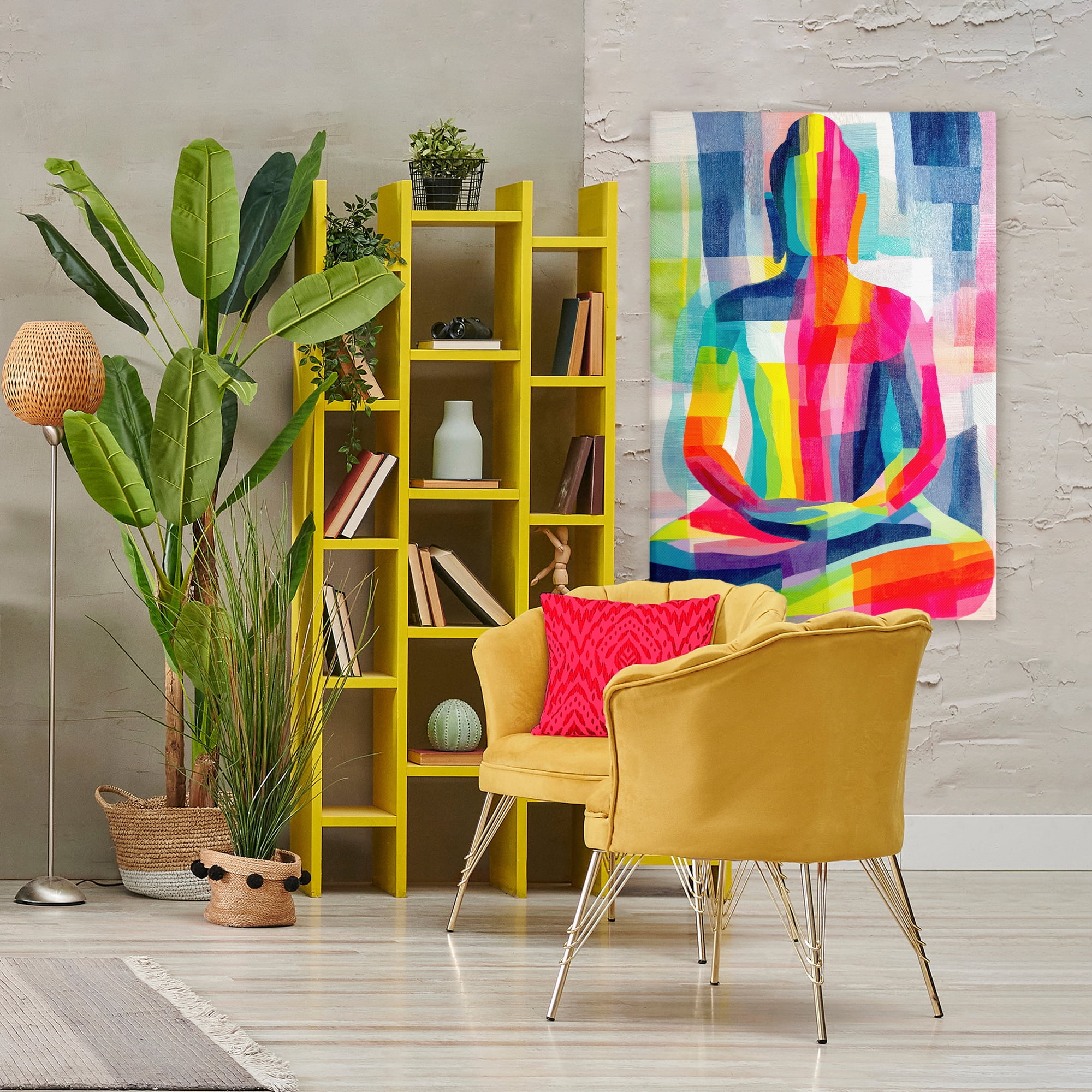 Geometric Buddha In Spectrum Canvas Art, 30 x 45, By Chromatic Storm Studio