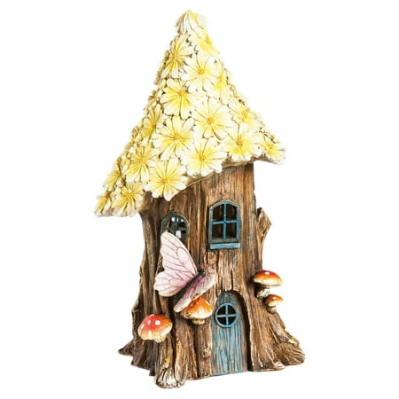 - Evergreen Enterprises Spring Petals Lighted Fairy House Garden Statue