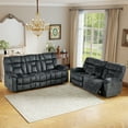 thumbnail image 2 of Bonzy Home Recliner Sofa Set — Reclining Loveseat & 3-Seat Sofa with Center Storage, Cup Holders & Wide Backrests, Gray, 2 of 6