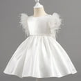thumbnail image 3 of Girls Dress Flutter Sleeve Swing irthday Party Wedding Dress Little Girls Cotton Tulle Dresses Festive Backless Sleeveless Kids Casual Dress Beach Outfits White 8-9 Years, 3 of 4