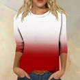 thumbnail image 2 of YUGYXL Trendy 3/4 Sleeve Shirts for Women Gradient Color Clothes Casual Crew Neck Lightweight Cozy Tshirts Ladies Tunics Fit Tees, 2 of 4