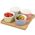 thumbnail image 1 of 4Pcs Ceramic Ramekins 4 oz Oven Safe Small Baking Bowls Set Stackable Creme Brulee Baking Cups Multipurpose Mini Bowls Small Souffle Dishes for Baking Pudding Serving Dip Custard, 1 of 9