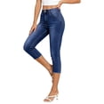 thumbnail image 2 of DuoJiaJ Stretch Denim Capri Pants Casual Comfortable Ankle Length Cropped Jeans With Slim Fit Women's Lounge Pants Blue M, 2 of 5