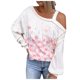 thumbnail image 1 of Tops para mujer, camisas, blusas elegantes, informales, camisas de manga larga, camiseta con cuello torcido a la moda, blusa holgada con hombros descubiertos y estampado de otoño Odeerbi ODB-5, 1 of 8