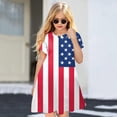 thumbnail image 2 of Zanarzt Infant Toddler Girl 4th Of July Outfit 4th of July Dress forToddler Baby Girl Star Stripes Print Short Sleeve Shirt Dresses Kids Independence Day Clothes Red,5-6 Years, 2 of 5