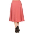 thumbnail image 3 of Women's A-Line Pleats High Waist Elastic Band Comfy Solid Midi Skirt S-3XL, 3 of 4