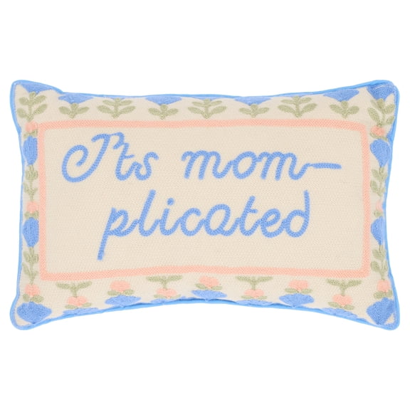 It's Mom-Plicated Decorative Lumbar Pillow, Blue and Pink, 14" x 9", Mother's Day by Way To Celebrate