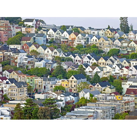 Typical Victorian Houses in San Francisco, California, United States of America, North America Print Wall Art By Gavin