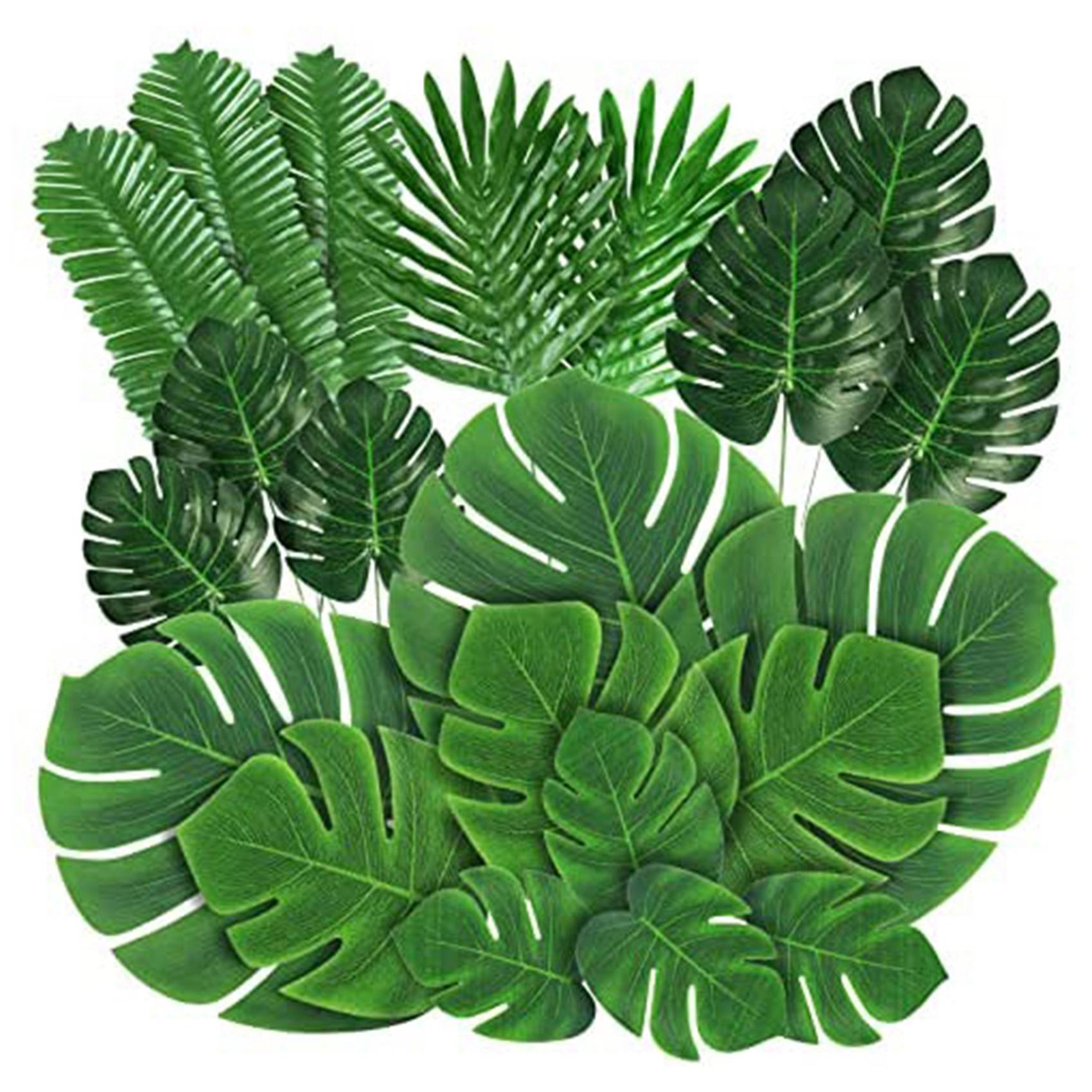 Artificial Palm Leaves Faux Tropical Monstera Leaves with Stems for