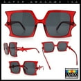 thumbnail image 3 of Womens Bat Wing Shape Plastic Oversized Rectangle Fashion Sunglasses Red - Black, 3 of 8