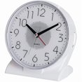 thumbnail image 1 of wonima02 Silent No Ticking Analog Alarm Clock,Readable for Seniors Vision Impaired,Easy to Set,Snooze,Crescendo Alarm,Led Light,AA Battery Operated,White, 1 of 1