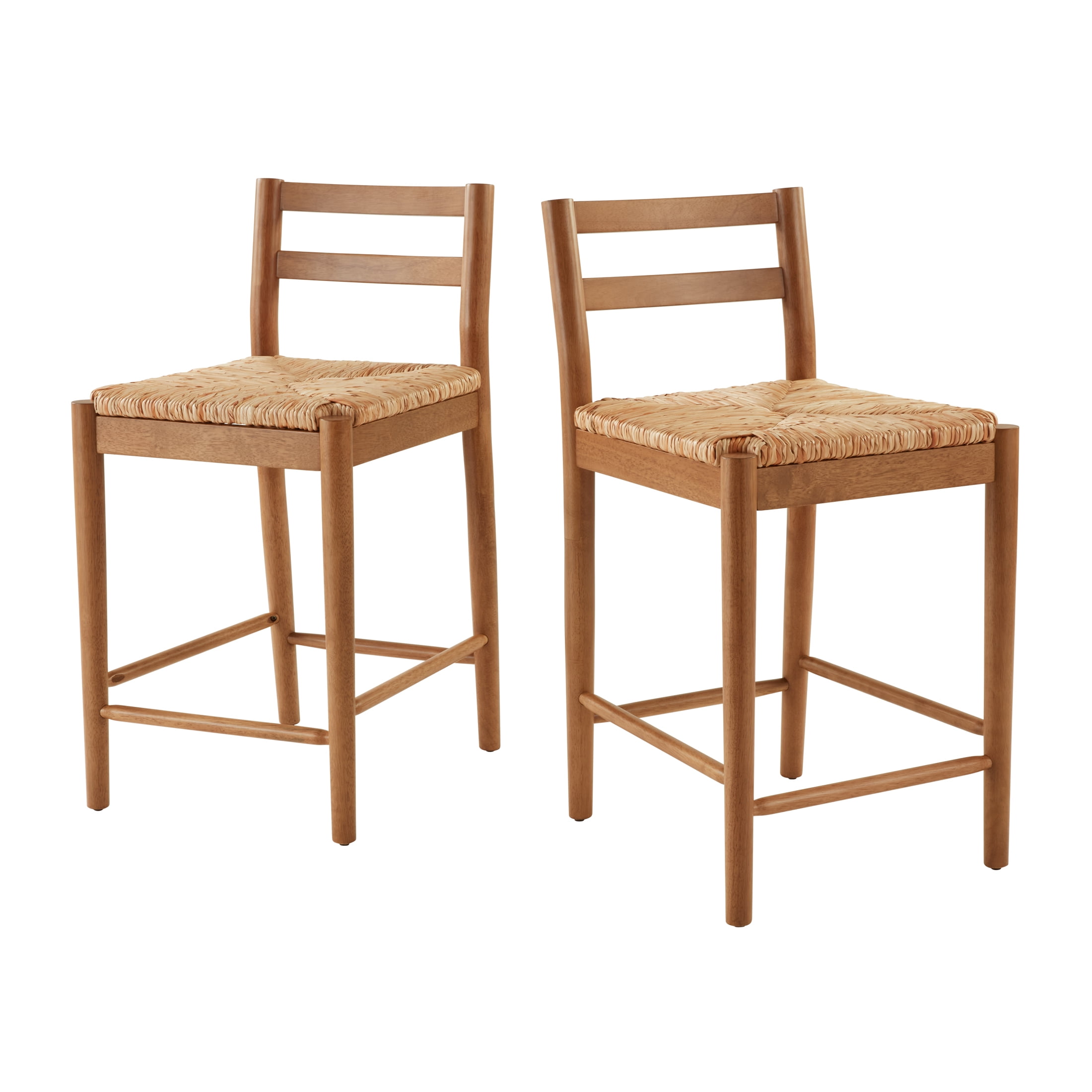 My Texas House Laurel Counter-height Dining Stools with Woven Seagrass Seat, Warm Brown, 2 Pack