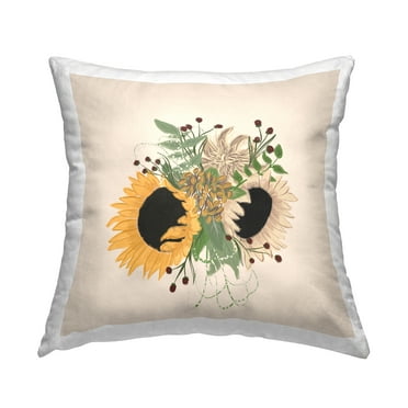 Stupell Industries Wild Sunflower Bouquet Varied Botanicals Design by Birgit Maria Kiennast Throw Pillow
