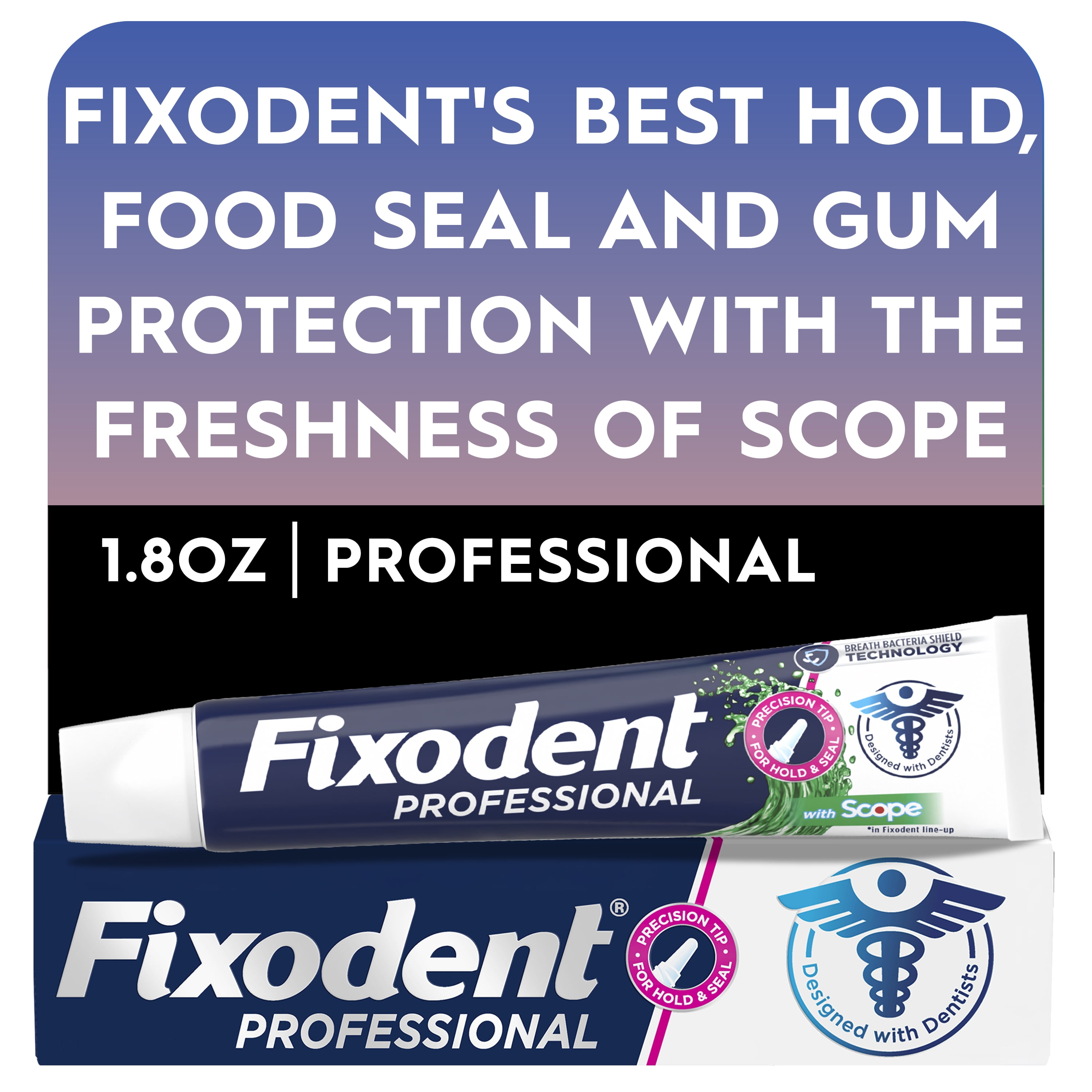 (2 pack) Fixodent Professional Plus Scope Denture Adhesive Cream, 1.8 oz