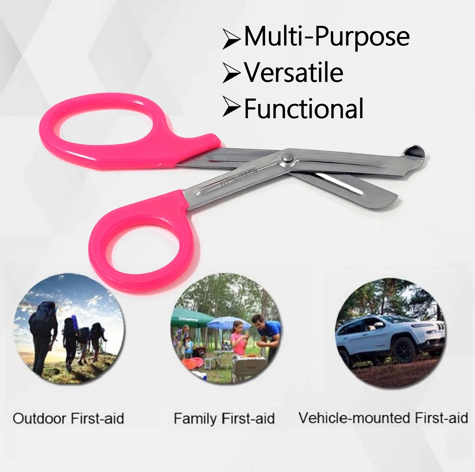 Trauma Shears 7.25" Emergency Shears, Stainless Steel Outdoor Camping Rescue Tools, Ideal for First Responders - Hot Pink