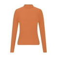 thumbnail image 4 of Miluxas Womens Long Sleeve Shirts Turtleneck Ribbed Knit Slim Fit Lightweight Sweater Fall Dressy Casual Travel Work Tops Orange L(L), 4 of 8