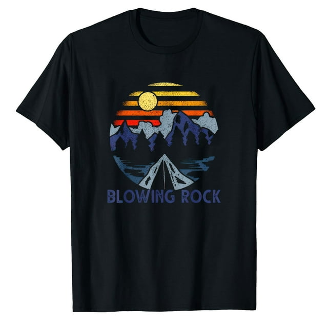 AALJY T-Shirt de Camping Blue Ridge Mountains Soufflant un Rocher, Caroline du Nord