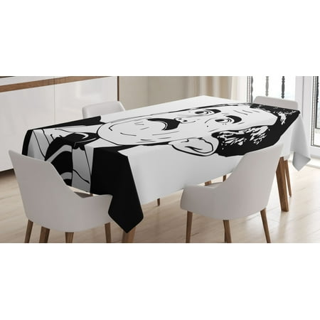 

Humor Decor Tablecloth Reaction Guy Human Rage Comics Man with Moustache in Suits Gesture Artwork Rectangular Table Cover for Dining Room Kitchen 60 X 84 Inches Black White by Ambesonne