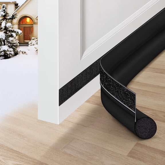 Door Draft Stopper 36 Inch Black Adjustable Door Draft Blocker Front Door Draft Guard for Bottom of Doors Weather Stripping Door Seal Strip