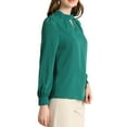 thumbnail image 4 of MODA NOVA Juniors Stand Collar Pleated Button Keyhole Button Blouse, 4 of 6
