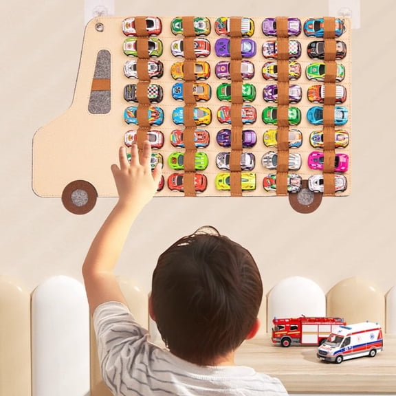 Hanging Storage Organizer Gadget Model Display Hanging Bag in Coffee Color, Holds Up to 40 1/64 Diecast Model Cars, Perfect for Toy Car Collectors, Spring Organizing, Living Room or Shop Display