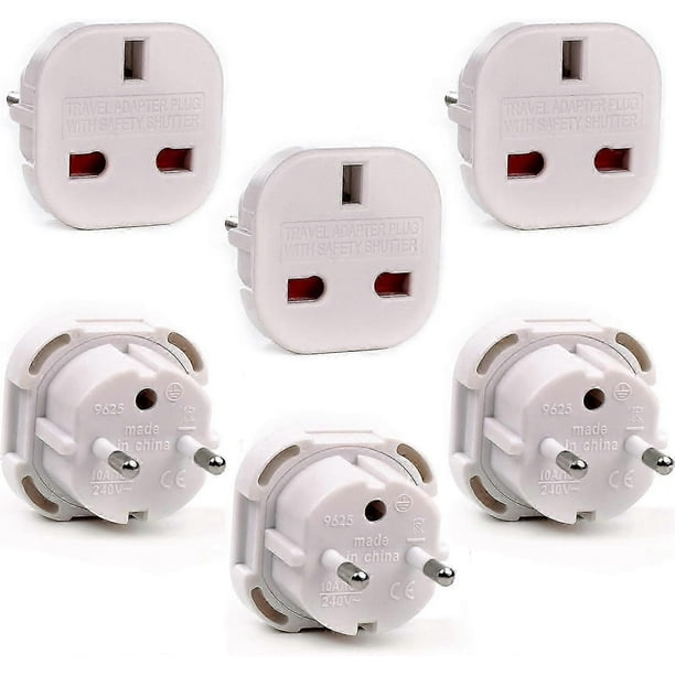 Adapter - to European Plug Adapter - Travel Plug Converter to EU Type C, E, F for Spain, France, Russia, Italy, Germany, Portugal, Turkey