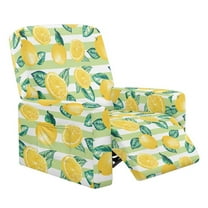 Xixirimido Lemon Green Stripes Printed Recliner Slipcover Stretch Reclining Chair Covers 4 Pieces Non Slip Recliner Sofa Slipcovers with Pocket Lazy Boy Chair Cover for Pet Kid