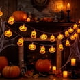 thumbnail image 4 of Spooky Double Pumpkin String Lights, Warm White LED Halloween Lighting, Battery Operated Waterproof Light Strings, Lights for Indoor Outdoor Yard Halloween Party (59in 10 Lights), 4 of 6