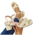 thumbnail image 5 of Bkhluea Women Polka Dot Knotted Ankle Strap Block Heel Sandals Adjustable Buckle Footwear For Party Casual Outdoor Daily Summer, 5 of 7