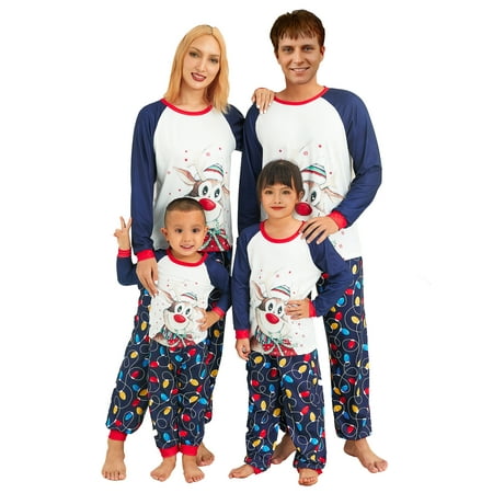 

Sunisery Christmas Family Pajamas Holiday Christma Pajama Family Matching Pjs Set Cute Sleepwear Elk Xmas Jammies for Couples Youth