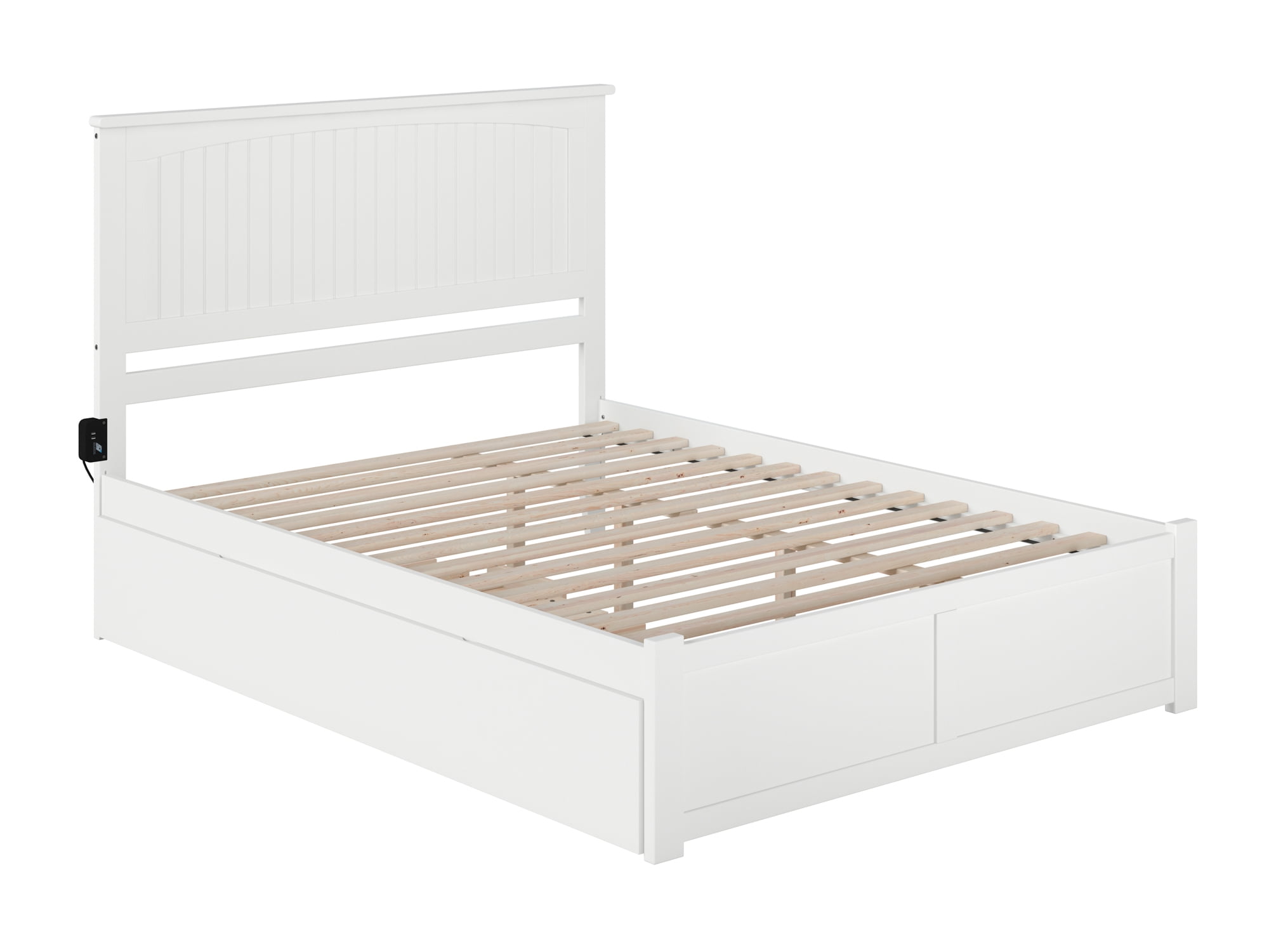 AFI Nantucket King Wood Platform Bed with Footboard and Twin-XL Trundle, White