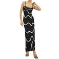 thumbnail image 1 of Faithtur Robe d'Été Camisole en Tricot pour Femmes Imprimé Ondulé Bretelles Spaghetti Dos Ouvert Robe Midi de Fête, 1 of 5
