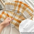 thumbnail image 4 of Queen Size Fitted Sheet Set - Beige Orange Plaid 3 Piece Bedding Sets 16" Deep Pocket Fitted Sheet with 2 Pillowcases, Modern Farmhouse Brown Checkered Brushed Microfiber Hotel Luxury Bed Sheets, 4 of 9