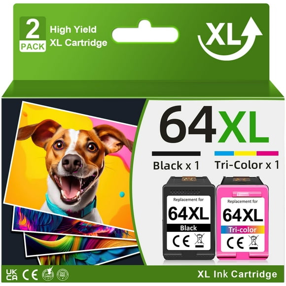 64XL Ink Cartridges Black and Color for HP 64XL Ink Cartridge Combo Pack Replacement for HP 64 Ink fit for Envy Photo 7855 7858 7155 7120 7800 6252 6255 7158 7100 7164 Tango Seri