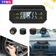Solar Tire Pressure Monitoring System for RV Trailer, TPMS Wireless Monitor with 6 Tire Pressure Sensors, Real-time Displays Pressure and Temperature