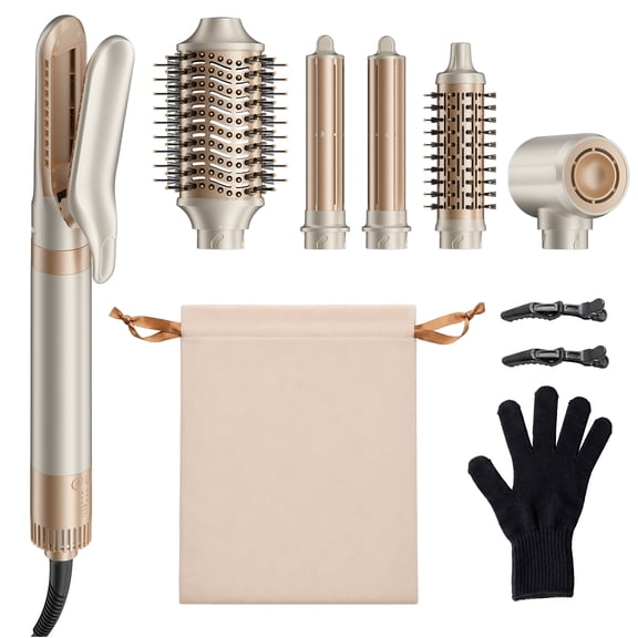 6-in-1 Hot Air Styler, Hair Dryer & Multi-Hair Styler with Auto-Curler, Straightener, Volumizing Brushes, Frizz-Free Hair Tool for Curling, Straightening, Smoothing & Adding Volume, No Heat Damage