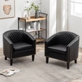 thumbnail image 6 of 29" W Faux Leather Barrel Chairs Set of 2, Modern PU Upholstered Tufted Club Chairs with Nailhead Trim, Small Armchairs Accent Chairs for Living Room Bedroom Apartment Lounge Nursery,Jet Black, 6 of 9