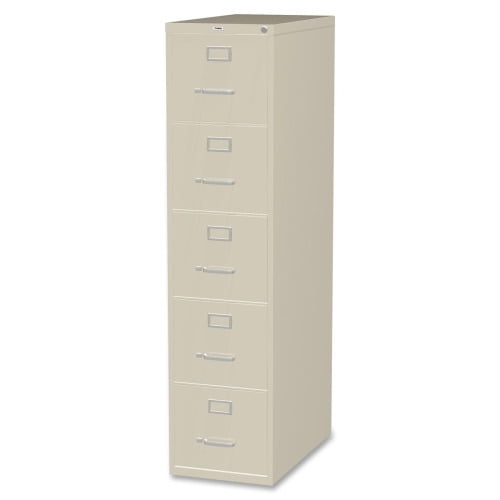 Lorell Commercial Grade Vertical File Cabinet 5-Drawer 15" x 26.5" x 61" Letter, Putty, Steel, Recycled