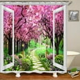thumbnail image 5 of 3D window opening scenery window landscape printed shower curtain mildew washable curtain bathroom decoration with hooks curtain, 5 of 7
