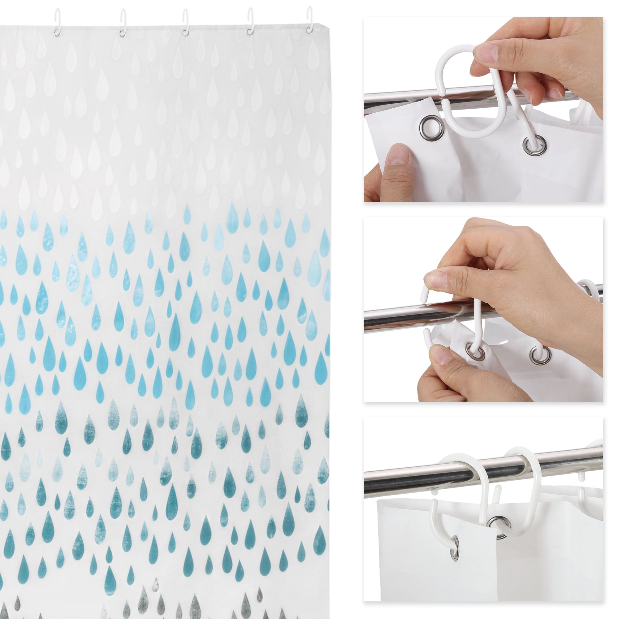 Unique Bargains Durable Waterproof Teardrop Pattern Shower Curtain 70.87x70.87