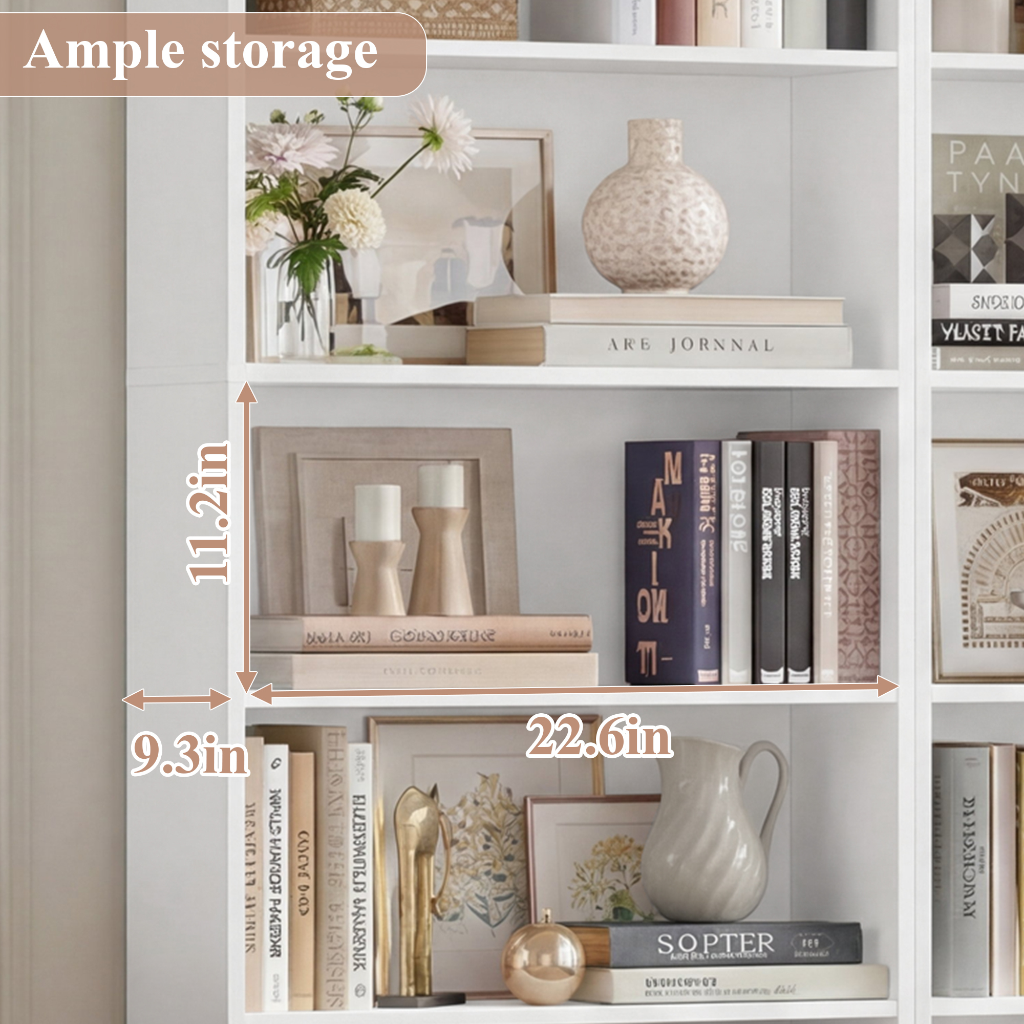 Homfa 7-Tier Tall Bookcase, 82 Inch, White photo 8