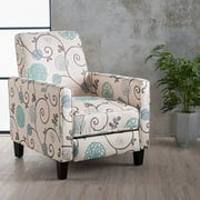 Great Deal Furniture Dufour White and Blue Floral Fabric Recliner